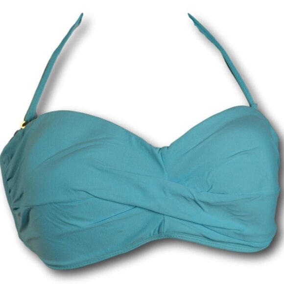 PilyQ Solid Dreamy Blue Goddess Bikini Turquoise Top Size:L - Picture 1 of 2